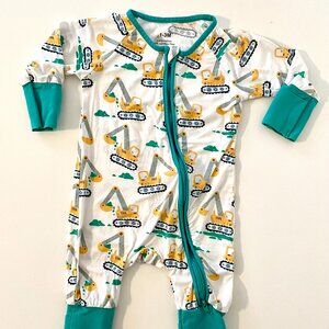 Bow Dream bamboo sleeper pajamas Teal Green Excavator
